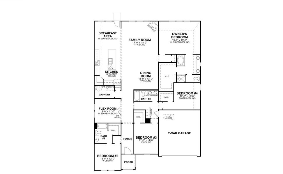2D floor plan layout for the Nolan - Classic Series by M/I Homes in LaPrelle, Haslet, TX (Image 3).