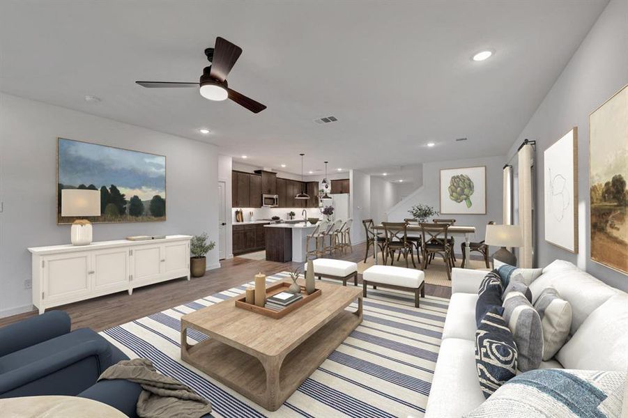 Furnished interior view inside a new home in Aspire at Noble Ridge, Howe (Image 7). Furnished interior view inside a new home in Aspire at Noble Ridge, Howe (Image 7).