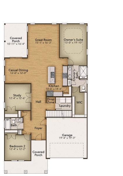 2D floor plan layout of this home in Terrapin, Leland, NC (Image 3). 2D floor plan layout of this home in Terrapin, Leland, NC (Image 3).