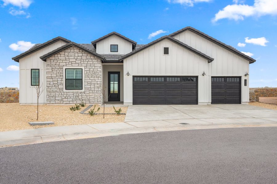 Representative exterior photo of a completed home built from the Pebble Beach- II by LEH. Homes in Verdancia, El Paso, TX (Image 26).
