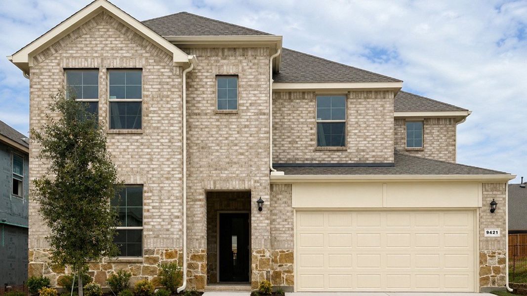 Representative exterior photo of a completed home built from the Evergreen by D.R. Horton in The Landing at Hidden Lakes, McKinney, TX (Image 23). Representative exterior photo of a completed home built from the Evergreen by D.R. Horton in The Landing at Hidden Lakes, McKinney, TX (Image 23).