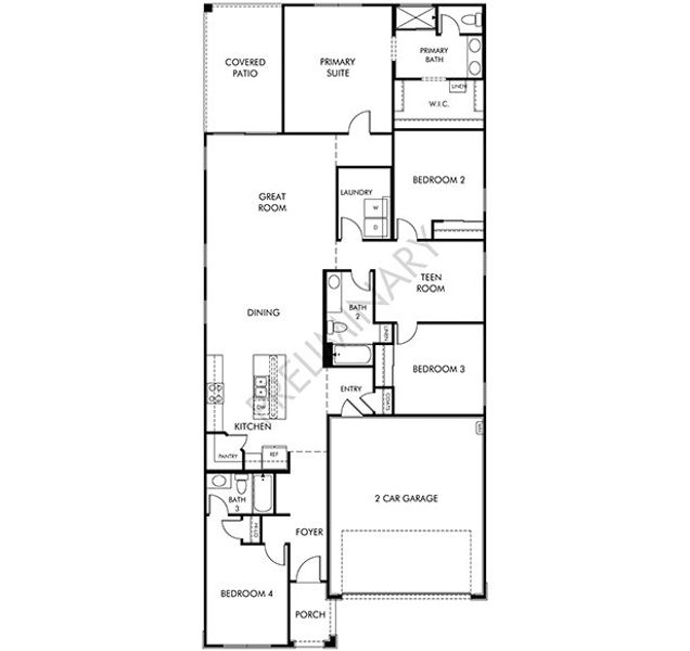 2D floor plan layout for the Jubilee by Meritage Homes in Rancho Mirage Estate Series, Maricopa, AZ (Image 5).