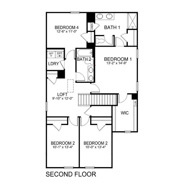 2D floor plan layout of this home in Durbin Meadows, Fountain Inn, SC (Image 5).