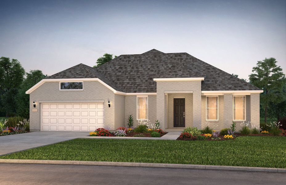 The Stardom, a one-story home with 2-car garage, shown with Home Exterior TR201