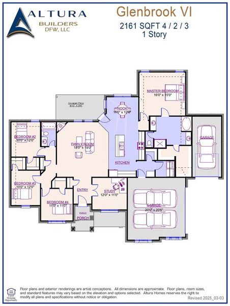 2D floor plan layout of this home in Levante, Waxahachie, TX (Image 4).