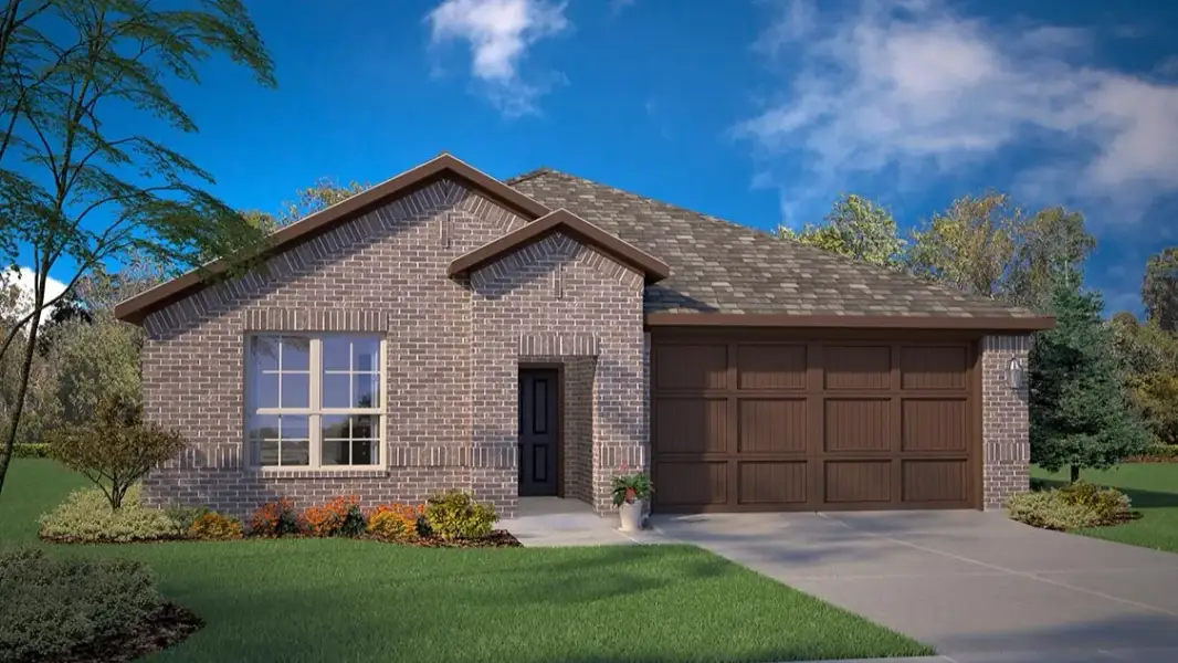 Front exterior of a new home in Homestead at Parks Bell Ranch, Odessa, TX, highlighting curb appeal (Image 17).