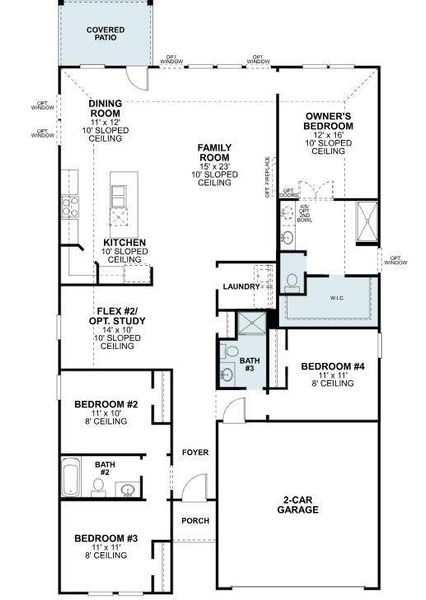 2D floor plan layout of this home in Hunters Ridge, Crowley, TX (Image 3).