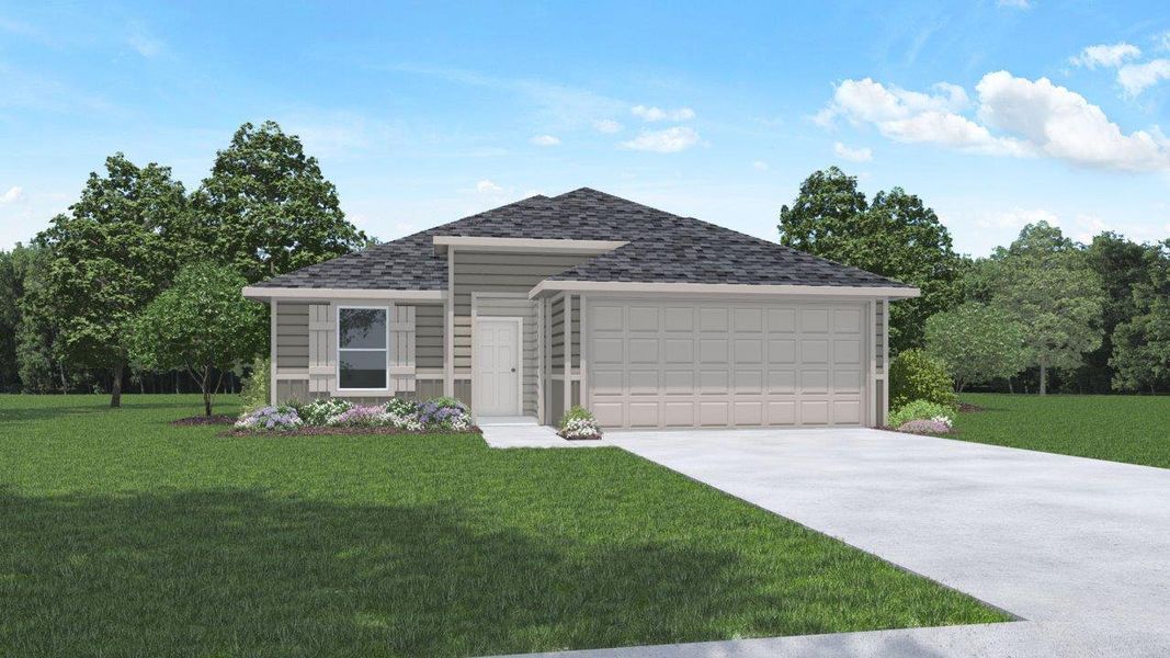 Front exterior of a new home in Wilkins Valley, Brenham, TX, highlighting curb appeal (Image 1). Front exterior of a new home in Wilkins Valley, Brenham, TX, highlighting curb appeal (Image 1).