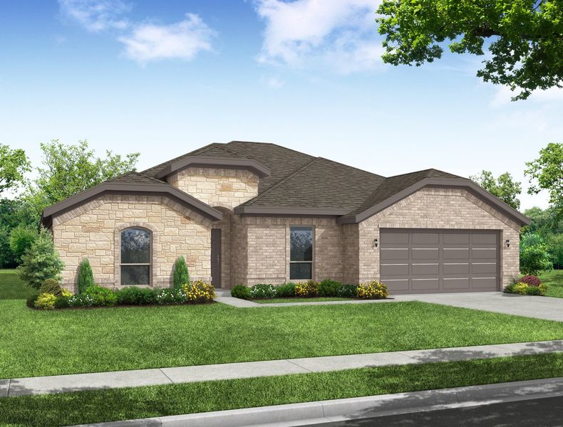 Representative exterior photo of a completed home built from the Walden II by Impression Homes in Mountain Valley Lake, Burleson, TX (Image 9). Representative exterior photo of a completed home built from the Walden II by Impression Homes in Mountain Valley Lake, Burleson, TX (Image 9).