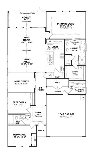 2D floor plan layout for the Boise by K. Hovnanian® Homes in Stono Village, Hollywood, SC (Image 3). 2D floor plan layout for the Boise by K. Hovnanian® Homes in Stono Village, Hollywood, SC (Image 3).