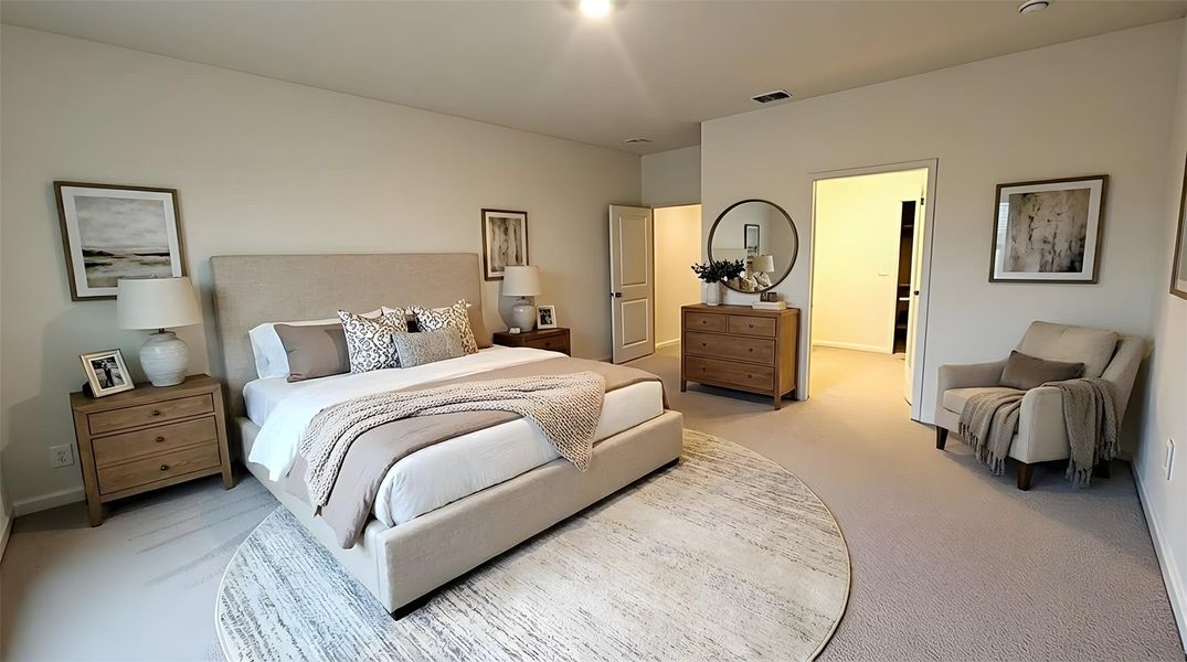 Bedroom with carpet floors