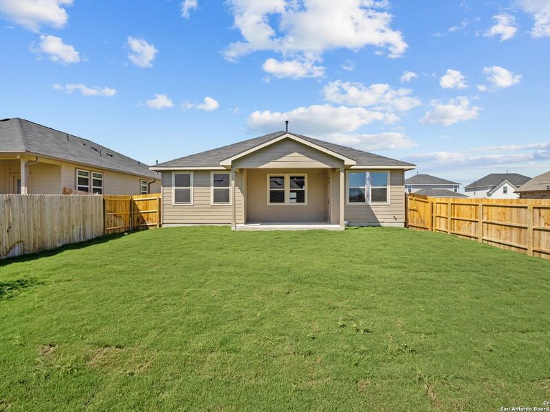 Exterior details and patio area of a home in Horizon Pointe, Converse (Image 2).