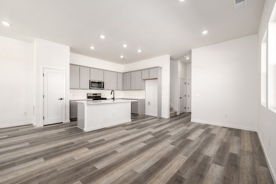 Furnished interior view inside a new home in Painted Prairie, Aurora (Image 6). Furnished interior view inside a new home in Painted Prairie, Aurora (Image 6).