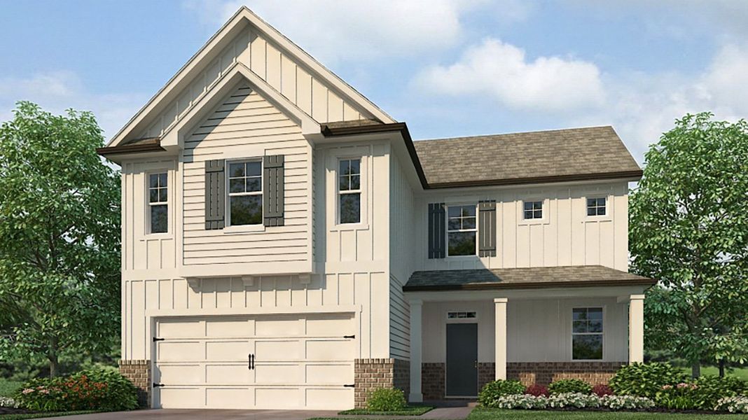 Representative exterior photo of a completed home built from the Flora by D.R. Horton in Sheffield Highlands, Dallas, GA (Image 21).