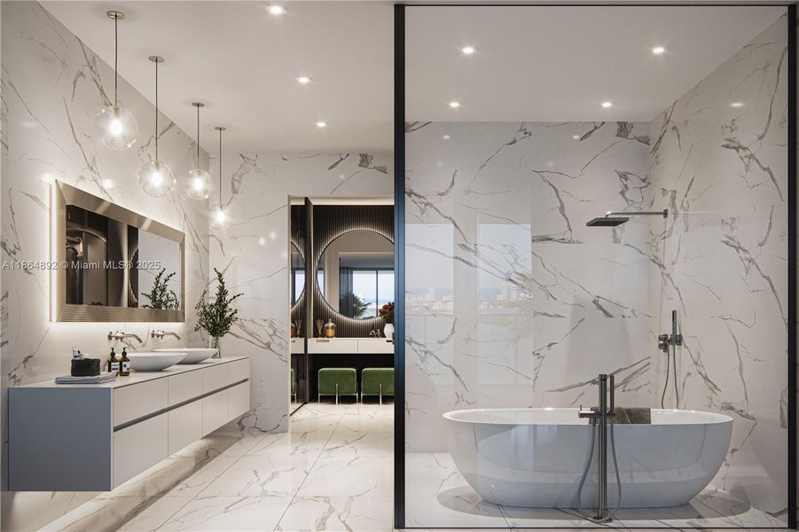 Furnished interior view inside a new home in Aria Reserve, Miami (Image 17).