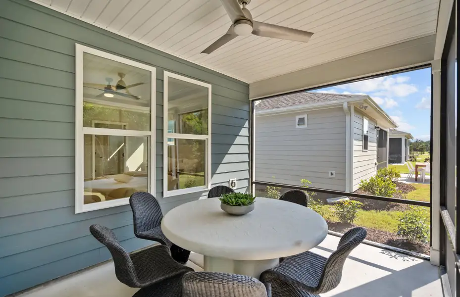 Exterior details and patio area of a home in Del Webb Wilmington at Mallory Creek, Leland (Image 2). Exterior details and patio area of a home in Del Webb Wilmington at Mallory Creek, Leland (Image 2).
