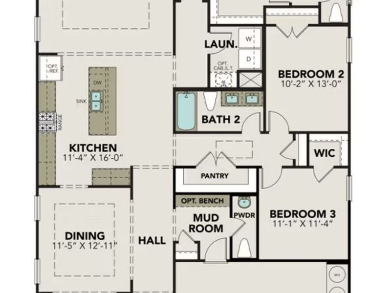 2D floor plan layout of this home in Hickory Ridge, Elmendorf, TX (Image 3).