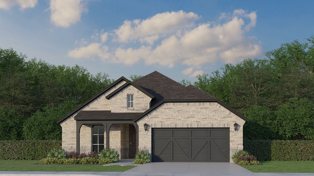 Plan 1520 Elevation B with Stone Rendering