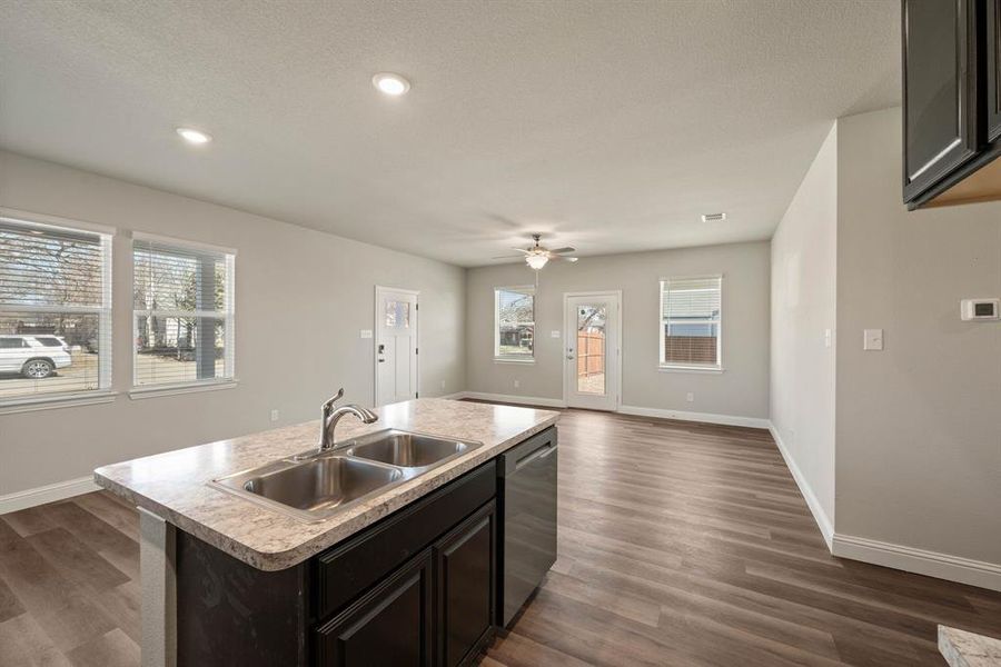 Massive Counter-height Island with Breakfast Seating