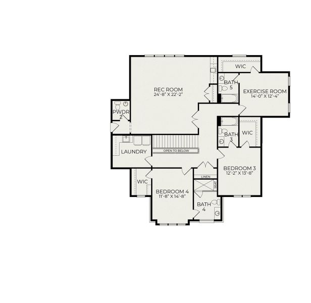 2D floor plan layout for the Bellevue English Cottage by Homes by Dickerson in Cattail, Clayton, NC (Image 6). 2D floor plan layout for the Bellevue English Cottage by Homes by Dickerson in Cattail, Clayton, NC (Image 6).