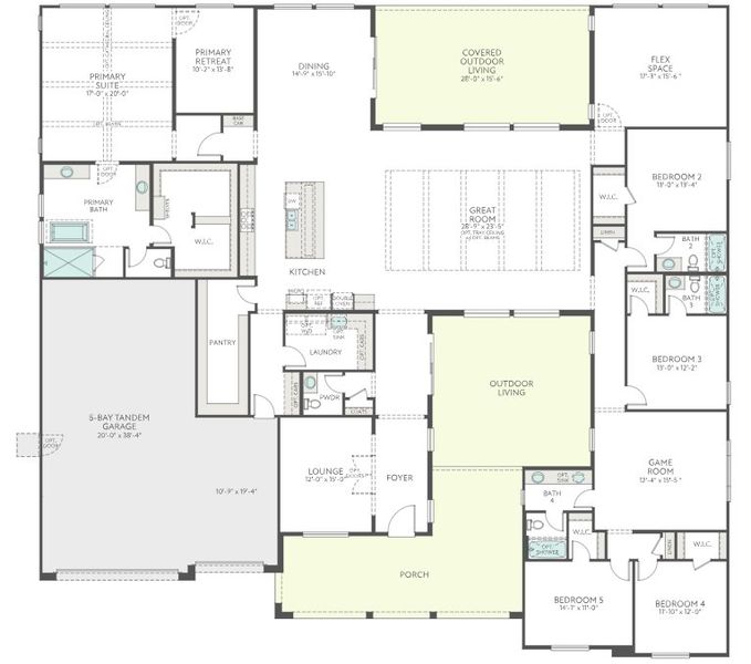 2D floor plan layout for the Calida Plan 9002 by Tri Pointe Homes in Emberly, Queen Creek, AZ (Image 4).