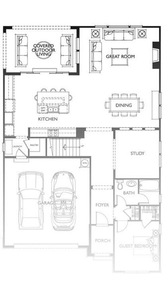 2D floor plan layout for the Coronado by Classica Homes in Weddington Grove, Weddington, NC (Image 5).
