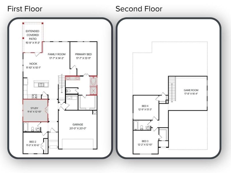 2D floor plan layout of this home in Katy Lakes, Katy, TX (Image 3). 2D floor plan layout of this home in Katy Lakes, Katy, TX (Image 3).