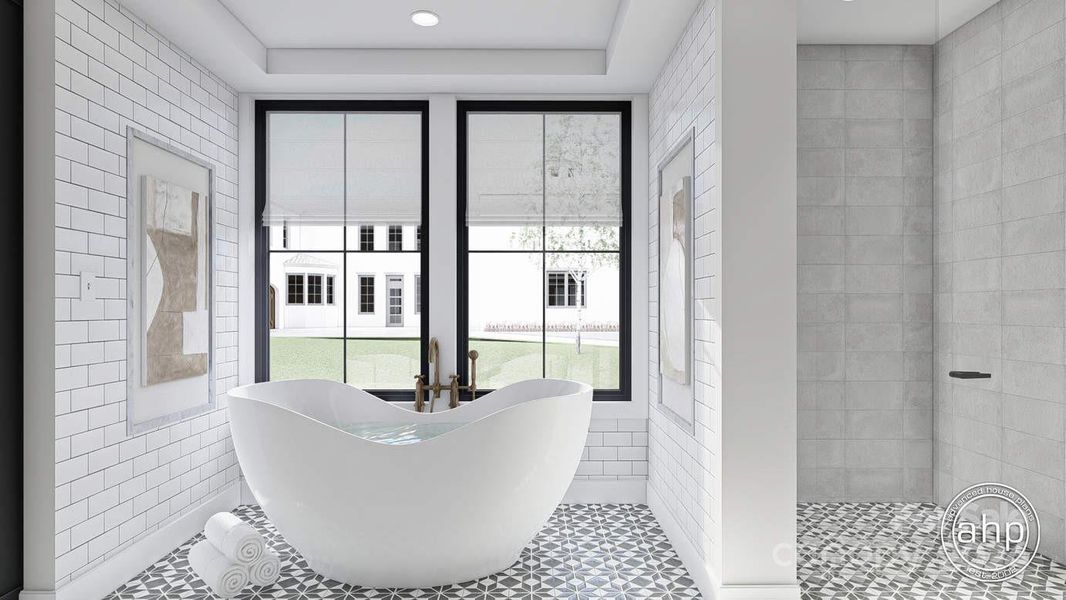 Concept Photos of Primary Bath with soaking tub & custom tile flooring!