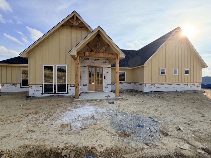 Front exterior of a new home in Saddle Crest Estates, Weatherford, TX, highlighting curb appeal (Image 8).