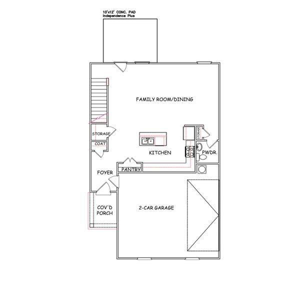 2D floor plan layout for the Sierra - Single Family Homes by Dream Finders Homes in Gleneddie Acres, Anderson, SC (Image 31).