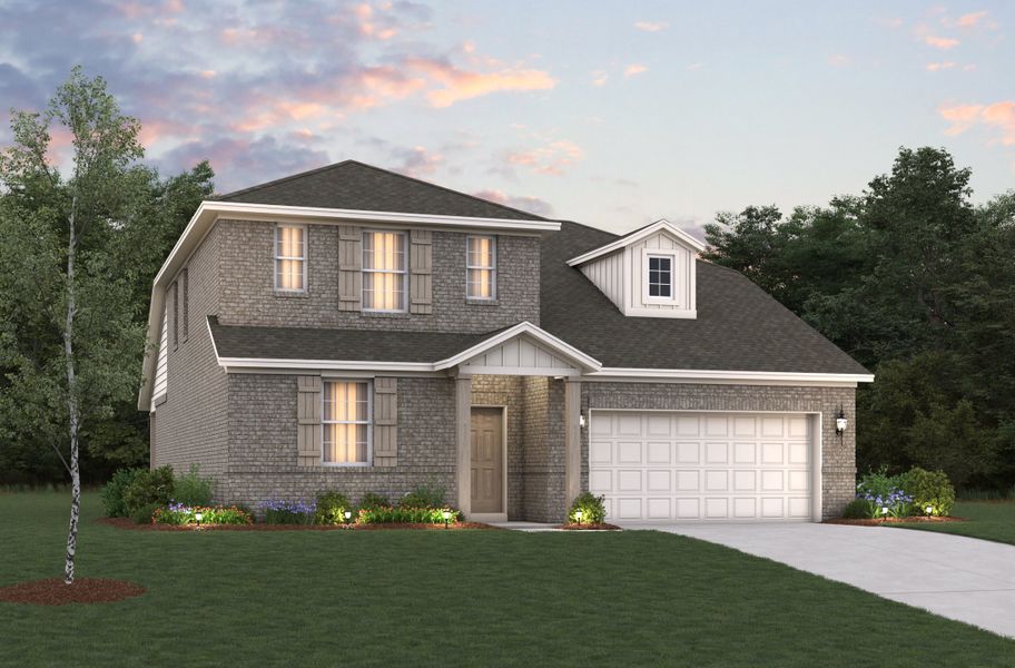 Representative exterior photo of a completed home built from the Cascade by Beazer Homes in Stark Farms, Denton, TX (Image 17). Representative exterior photo of a completed home built from the Cascade by Beazer Homes in Stark Farms, Denton, TX (Image 17).