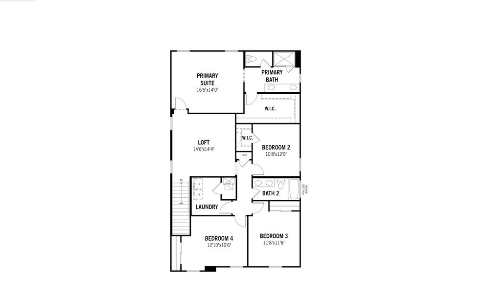 2D floor plan layout for the Walnut by Mattamy Homes in Baker Farms, Phoenix, AZ (Image 4).