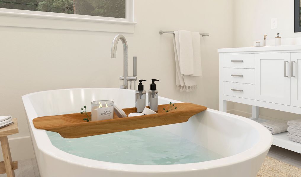 Primary bath with freestanding tub