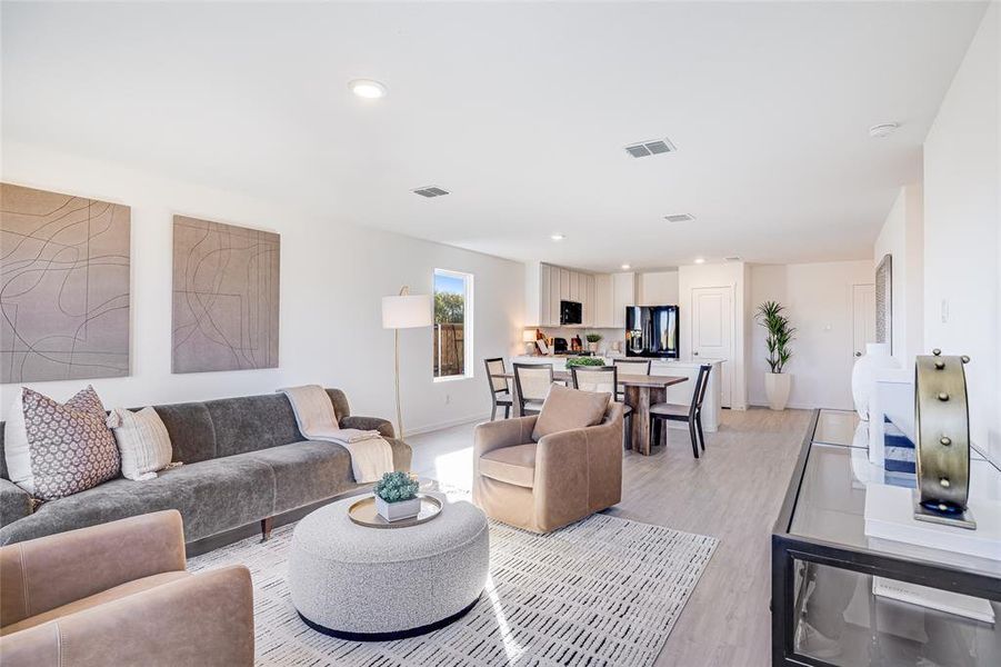 Living room featuring light wood-type flooring