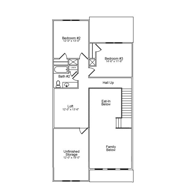 2D floor plan layout of this home in Ovation at Sweetbrier, Durham, NC (Image 4).