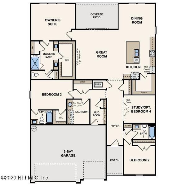 2D floor plan layout of this home in Reserve East, Flagler Beach, FL (Image 5).