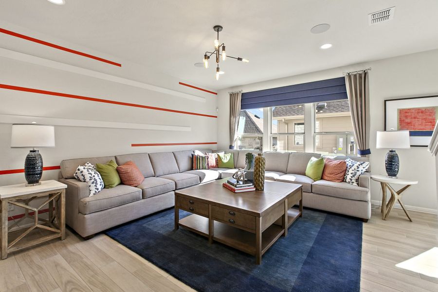 Furnished interior view inside a new home in Crosswinds, Kyle (Image 16). Furnished interior view inside a new home in Crosswinds, Kyle (Image 16).