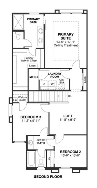 2D floor plan layout for the Marietta II by K. Hovnanian® Homes in Urban at South Mountain, Phoenix, AZ (Image 5).