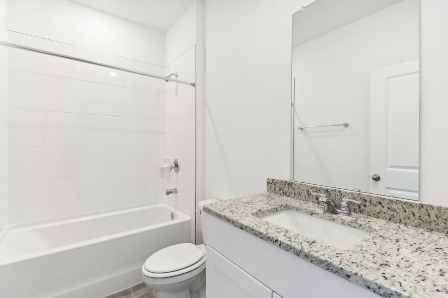 Secondary bathroom of the Bluebell plan in Lakes at Bella Lago.