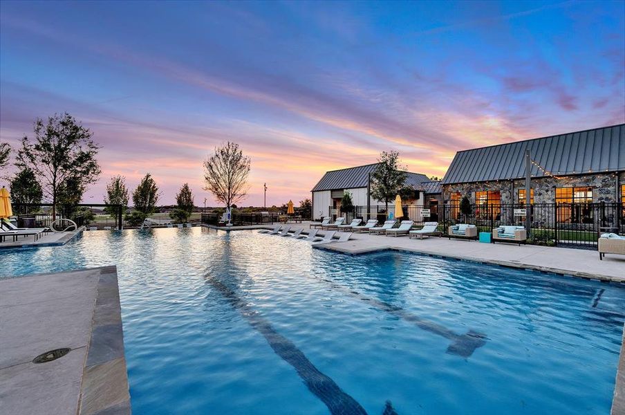 Community pool with a patio Community pool with a patio