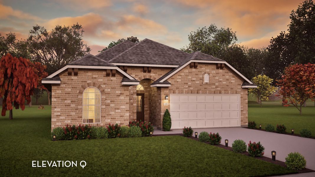 Front exterior of a new home in Massey Oaks, Pearland, TX, highlighting curb appeal (Image 1). Front exterior of a new home in Massey Oaks, Pearland, TX, highlighting curb appeal (Image 1).