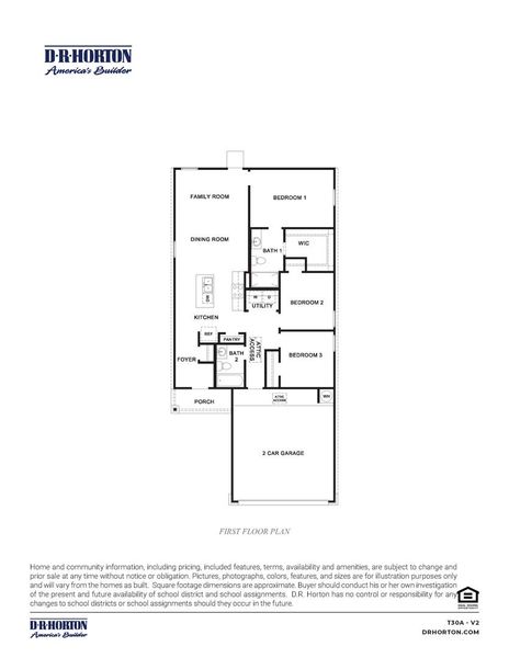 2D floor plan layout for the Barton - T30B by D.R. Horton in Milo Farms, Rosenberg, TX (Image 3).
