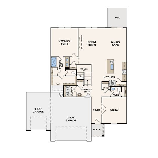 2D floor plan layout of this home in Highland Reserves, Pleasant View, TN (Image 3).