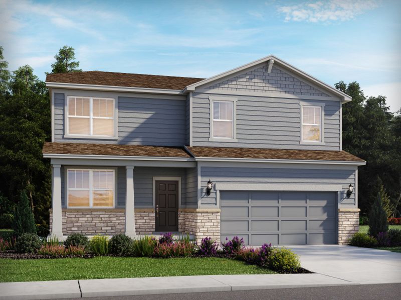 Representative exterior photo of a completed home built from the The Jackson by Meritage Homes in Poudre Heights: The Lakes Collection, Windsor, CO (Image 3).