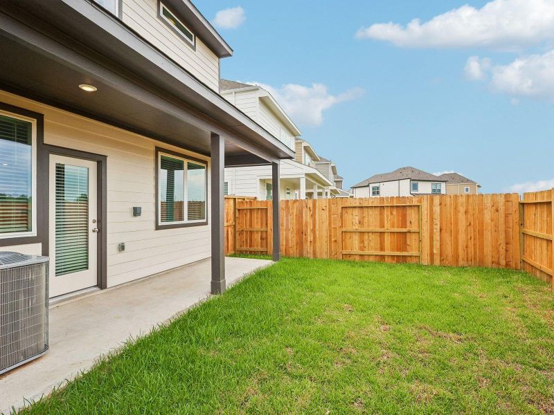 Exterior details and patio area of a home in Parkway Commons - City Series, Missouri City (Image 26). Exterior details and patio area of a home in Parkway Commons - City Series, Missouri City (Image 26).