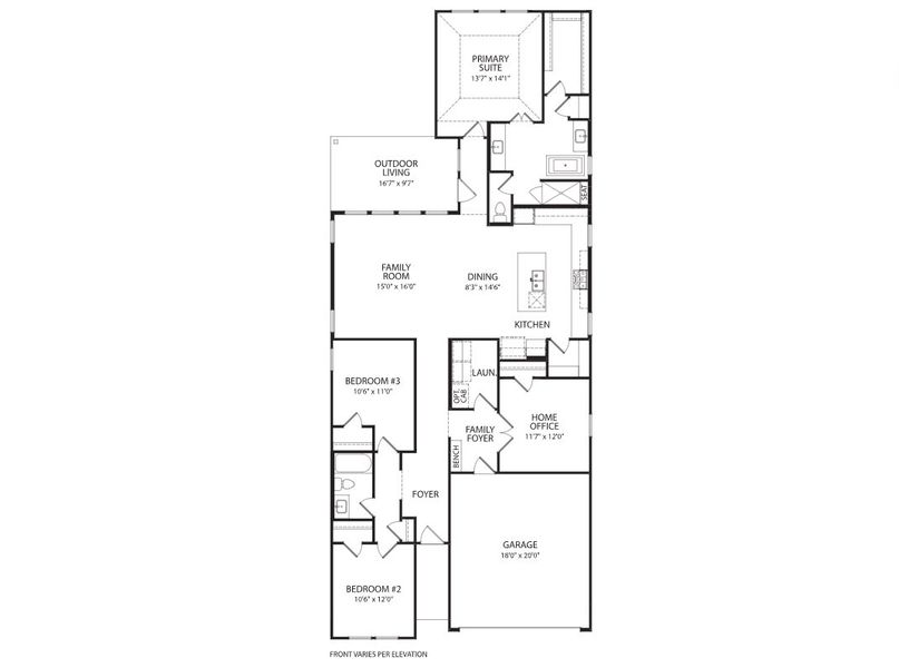 2D floor plan layout for the Braeswood by Drees Custom Homes in Everly - 45', Hockley, TX (Image 4).