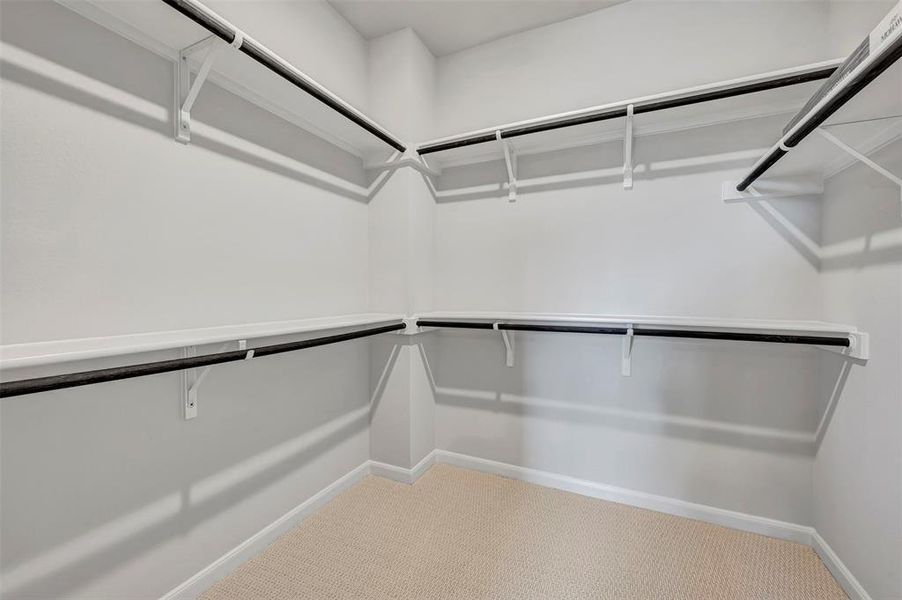 Walk in closet with light carpet Walk in closet with light carpet