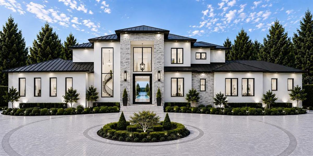 Front exterior of a new home in , Lake Mary, FL, highlighting curb appeal (Image 1). Front exterior of a new home in , Lake Mary, FL, highlighting curb appeal (Image 1).