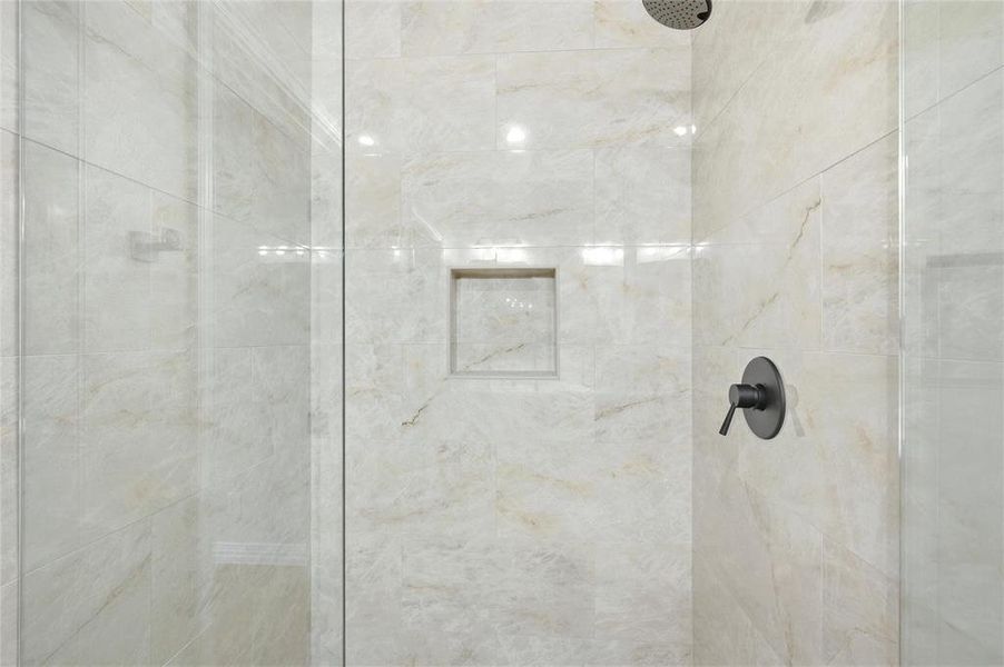 Bathroom view of tiled shower Bathroom view of tiled shower
