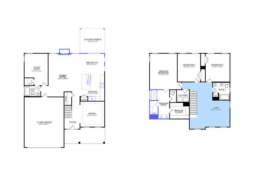 2D floor plan layout of this home in Twin Lakes, Hoschton, GA (Image 5).